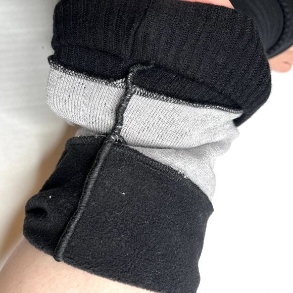 Patchwork Leg Warmers Gray Black Warm Thigh Highs Slouch Socks Fleece Knee Socks - Picture 11 of 11